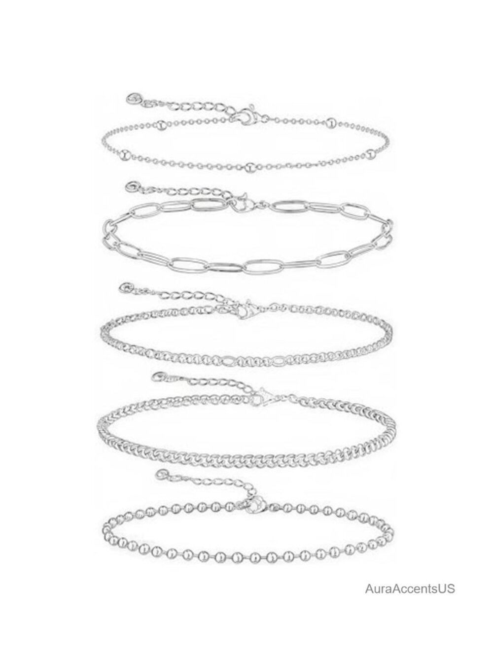 Dainty Gold Plated Bracelet Set, Adjustable Chain Link Bracelets for Women 5